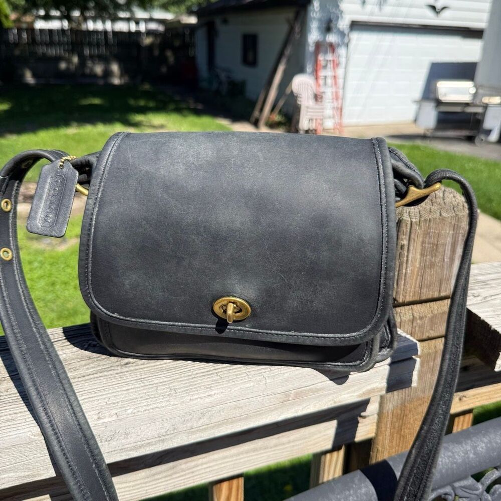 Vintage 90s Coach Rambler Legacy 9061 Bag Black Leather Crossbody Purse Handbag - Picture 7 of 11
